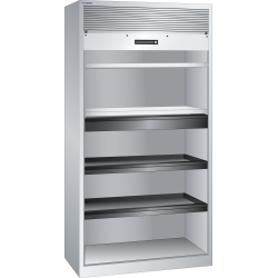 LISTA - Armoire à rideau (LxPxH) 1000x580x1950mm 2 rayons, 1 tiroir, 2 rayons extensibles KEY Lock Gris clair RAL 7035