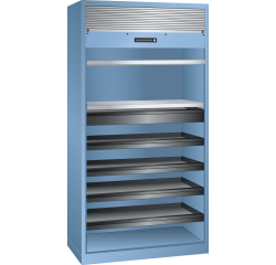 Armoire à rideau Lista H 195 x L 100 x P 58 cm 2 étagères amovibles, 1 tiroir, 4 étagères extensibles Key Lock