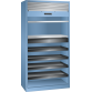 LISTA - Armoire à rideau (LxPxH) 1000x580x1950mm 2 rayons, 1 tiroir, 4 rayons extensibles KEY Lock Bleu clair RAL 5012