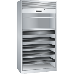 LISTA - Armoire à rideau (LxPxH) 1000x580x1950mm 2 rayons, 1 tiroir, 4 rayons extensibles KEY Lock Gris clair RAL 7035
