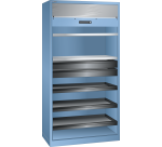 Armoire à rideau Lista H 195 x L 100 x P 58 cm 2 étagères amovibles, 2 tiroirs, 3 étagères extensibles Key Lock