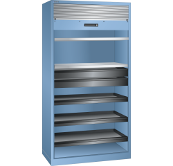 Armoire à rideau Lista H 195 x L 100 x P 58 cm 2 étagères amovibles, 2 tiroirs, 3 étagères extensibles Key Lock