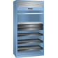 LISTA - Armoire à rideau (LxPxH) 1000x580x1950mm 2 rayons, 2 tiroirs, 3 rayons extensibles KEY Lock Bleu clair RAL 5012