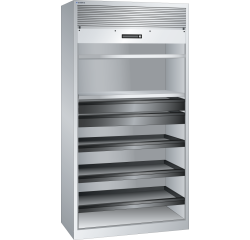 Armoire à rideau Lista H 195 x L 100 x P 58 cm 2 étagères amovibles, 2 tiroirs, 3 étagères extensibles Key Lock