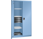 Armoire à 2 portes battantes pleines Lista H 195 x L 100 x P 58 cm 6 étagères amovibles, 6 tiroirs, 2 étagères extensibles Key Lock