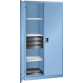 LISTA - Armoire à portes battantes avec 2 portes en tôle pleine charnière et paroi de séparation (LxPxH) 1000x580x1950mm 6 rayons, 6 tiroirs, 2 rayons extensibles KEY Lock Bleu clair RAL 5012