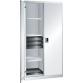 LISTA - Armoire à portes battantes avec 2 portes en tôle pleine charnière et paroi de séparation (LxPxH) 1000x580x1950mm 6 rayons, 6 tiroirs, 2 rayons extensibles KEY Lock Gris clair RAL 7035
