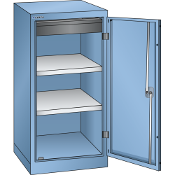 LISTA - Armoire à portes battantes avec 1 porte en tôle pleine charnière (LxPxH) 500x580x1000mm 2 rayons, 1 tiroir KEY Lock Bleu clair RAL 5012