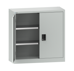 Armoire à 2 portes battantes pleines charnière Lista H 100 x L 100 cm 2 étagères amovibles Key Lock