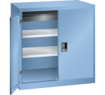 Armoire à 2 portes battantes pleines charnières Lista H 100 x L 100 x P 58 cm 2 étagères amovibles, 1 tiroir Key Lock