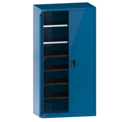 Armoire à 2 portes battantes pleines charnière Lista H 195 x L 100 x P 58 cm 2 étagères amovibles, 4 étagères extensibles Key Lock