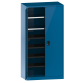 LISTA - Armoire à portes battantes avec 2 portes en tôle pleine charnière (LxPxH) 1000x580x1950mm 2 rayons, 4 rayons extensibles KEY Lock Bleu clair RAL 5012