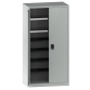 LISTA - Armoire à portes battantes avec 2 portes en tôle pleine charnière (LxPxH) 1000x580x1950mm 2 rayons, 4 rayons extensibles KEY Lock Gris clair RAL 7035