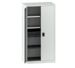 Armoire à 2 portes battantes pleines charnière Lista H 195 x L 100 x P 58 cm 2 étagères amovibles, 3 tiroirs et 2 étagères extensibles Key Lock