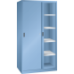 LISTA - Armoire à portes coulissantes avec 2 portes en tôle pleine et paroi de séparation (LxPxH) 1000x580x1950mm 8 rayons KEY Lock Bleu clair RAL 5012