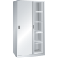 LISTA - Armoire à portes coulissantes avec 2 portes en tôle pleine et paroi de séparation (LxPxH) 1000x580x1950mm 8 rayons KEY Lock Gris clair RAL 7035