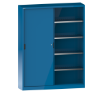 Armoire à 2 portes coulissantes en tôle pleine et une paroi de séparation Lista H 195 cm  8 étagères amovibles Key Lock