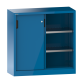 LISTA - Armoire à portes coulissantes avec 2 portes en tôle pleine (LxPxH) 1000x500x1000mm 2 rayons KEY Lock Bleu clair RAL 5012