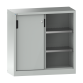 LISTA - Armoire à portes coulissantes avec 2 portes en tôle pleine (LxPxH) 1000x500x1000mm 2 rayons KEY Lock Gris clair RAL 7035