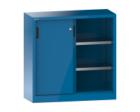 Armoire à 2 portes coulissantes en tôle pleine Lista H 100 cm 2 étagères amovibles Key Lock