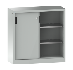Armoire à 2 portes coulissantes en tôle pleine Lista H 100 cm 2 étagères amovibles Key Lock