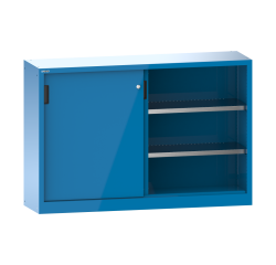 Armoire à 2 portes coulissantes en tôle pleine et paroi de séparation Lista H 100 cm 4 étagères amovibles Key Lock