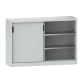 LISTA - Armoire à portes coulissantes avec 2 portes en tôle pleine et paroi de séparation (LxPxH) 2000x580x1000mm 4 rayons KEY Lock Gris clair RAL 7035