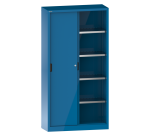 Armoire à 2 portes coulissantes en tôle pleine Lista H 195 cm 4 étagères amovibles Key Lock