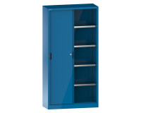 Armoire à 2 portes coulissantes en tôle pleine Lista H 195 cm 4 étagères amovibles Key Lock