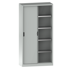 Armoire à 2 portes coulissantes en tôle pleine Lista H 195 cm 4 étagères amovibles Key Lock