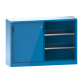 LISTA - Armoire à portes coulissantes avec 2 portes en tôle pleine et paroi de séparation (LxPxH) 2000x400x1000mm 4 rayons KEY Lock Bleu clair RAL 5012