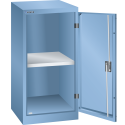LISTA - Armoire à portes battantes avec 1 porte en tôle pleine charnière (LxPxH) 500x580x1000mm 1 rayon KEY Lock Bleu clair RAL 5012