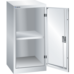 LISTA - Armoire à portes battantes avec 1 porte en tôle pleine charnière (LxPxH) 500x580x1000mm 1 rayon KEY Lock Gris clair RAL 7035