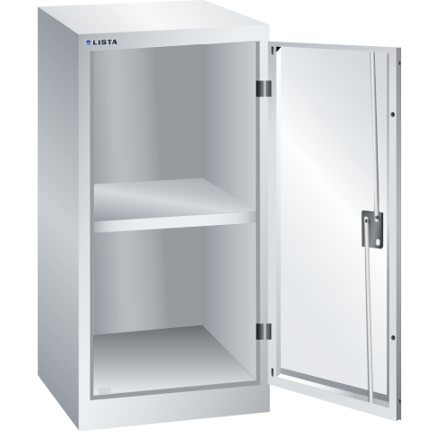 LISTA - Armoire à portes battantes avec 1 porte en tôle pleine charnière (LxPxH) 500x580x1000mm 1 rayon KEY Lock Gris clair RAL 7035