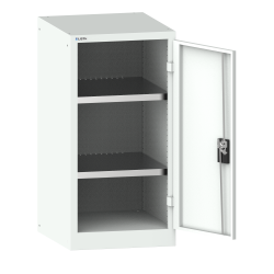 LISTA - Armoire à portes battantes avec 1 porte en tôle pleine charnière (LxPxH) 500x580x1000mm 2 rayons KEY Lock Gris clair RAL 7035