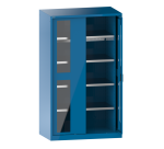 Armoire à charges lourdes avec 2 portes escamotables à fenêtre transparente Lista H 195 x L 114,6 x P 69 cm 4 étagères amovibles Key Lock