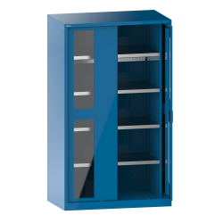 LISTA - Armoire à charges lourdes avec 2 portes escamotables à fenêtre transparente 54x27E (LxPxH) 1146x690x1950mm 4 rayons KEY Lock Bleu clair RAL 5012