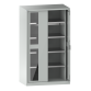 LISTA - Armoire à charges lourdes avec 2 portes escamotables à fenêtre transparente 54x27E (LxPxH) 1146x690x1950mm 4 rayons KEY Lock Gris clair RAL 7035