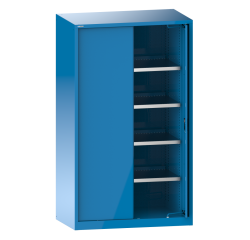 Armoire à charges lourdes avec 2 portes escamotables en tôle pleine Lista H 195 x L 114,6 x P 69 cm 4 étagères amovibles Key Lock