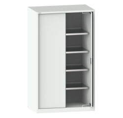 Armoire à charges lourdes avec 2 portes escamotables en tôle pleine Lista H 195 x L 114,6 x P 69 cm 4 étagères amovibles Key Lock