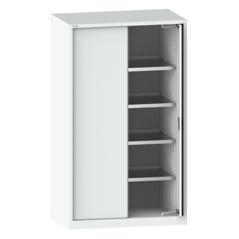 LISTA - Armoire à charges lourdes avec 2 portes escamotables en tôle pleine 54x27E (LxPxH) 1146x690x1950mm 4 rayons KEY Lock Gris clair RAL 7035