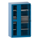 LISTA - Armoire à charges lourdes avec 2 portes escamotables à fenêtre transparente 54x27E (LxPxH) 1146x690x1950mm 2 rayons, 3 tiroirs, 2 rayons extensibles KEY Lock Bleu clair RAL 5012