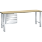 LISTA - Établi 27x36E (LxPxH) 2000x800x850mm 4 tiroirs (1x50/2x100/1x200) 75kg hêtre KEY Lock Gris clair RAL 7035