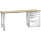 LISTA - Établi 27x36E (LxPxH) 2000x800x850mm 4 tiroirs (2x100/1x200/1x300) 75kg hêtre KEY Lock Gris clair RAL 7035