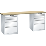 LISTA - Établi (HxLxP) 85 x 200 x 80 cm Hêtre KEY Lock R7035