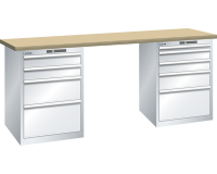 LISTA - Établi (HxLxP) 85 x 200 x 80cm Hêtre KEY Lock R7035