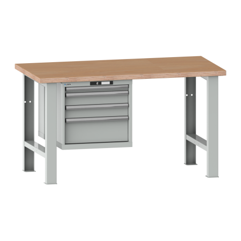 LISTA - Établi 27x36E (LxPxH) 1500x750x840mm 4 tiroirs (1x50/2x100/1x200) 75kg multiplex KEY Lock Gris clair RAL 7035