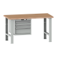 LISTA - Établi 27x36E (LxPxH) 1500x750x840mm 4 tiroirs (1x50/2x100/1x200) 75kg multiplex KEY Lock Gris clair RAL 7035