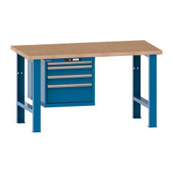 LISTA - Établi 27x36E (LxPxH) 2000x750x840mm 4 tiroirs (1x50/2x100/1x200) 75kg multiplex KEY Lock Bleu clair RAL 5012