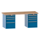 LISTA - Établi 27x36E (LxPxH) 2000x750x840mm 4 + 5 tiroirs (à gauche: 2x100/1x200/1x300, à droite: 1x50/2x100/1x150/1x300) 75kg multiplex KEY Lock Bleu clair RAL 5012